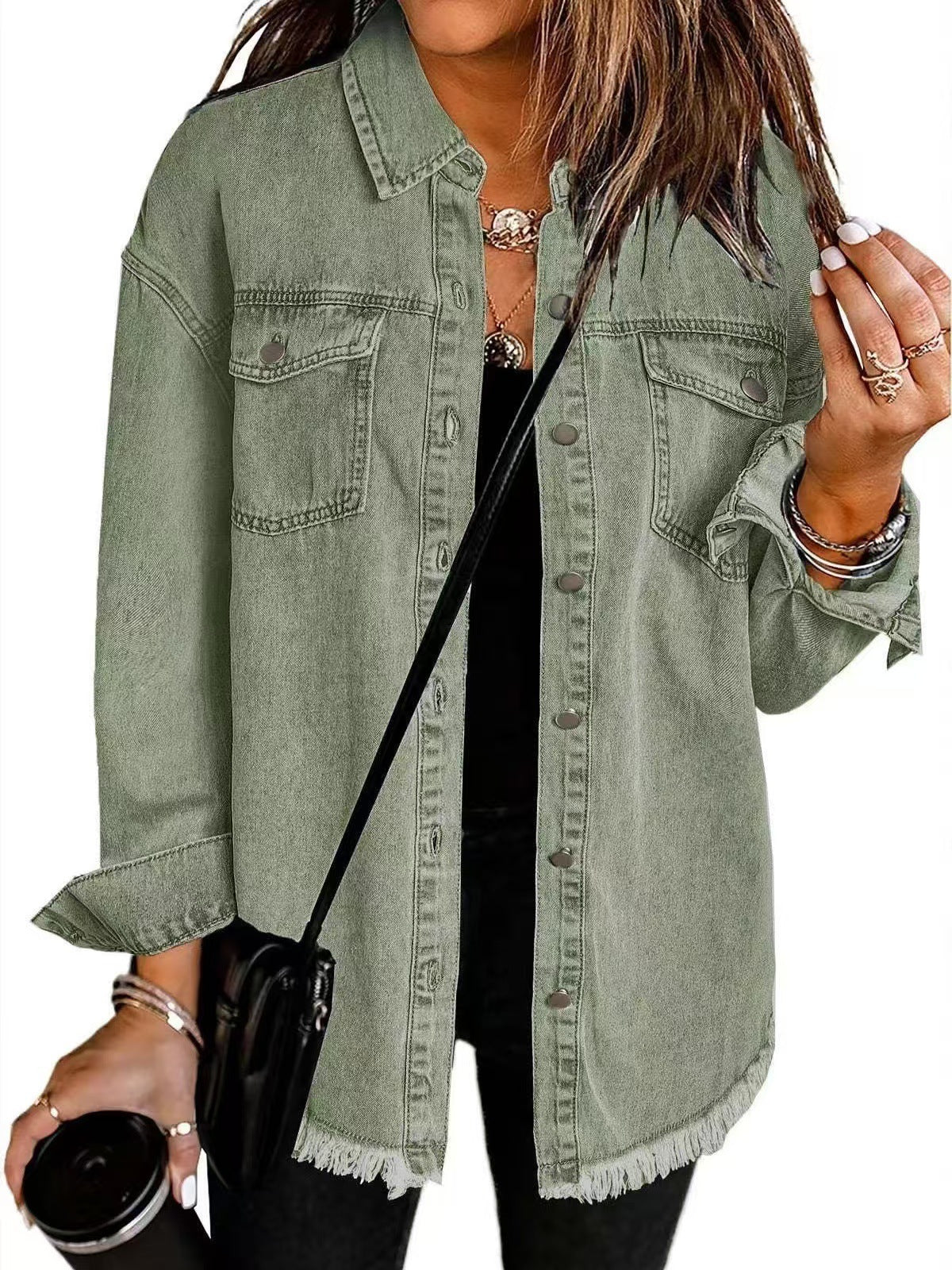 Amelie™ | långärmad jeansjacka med fickor