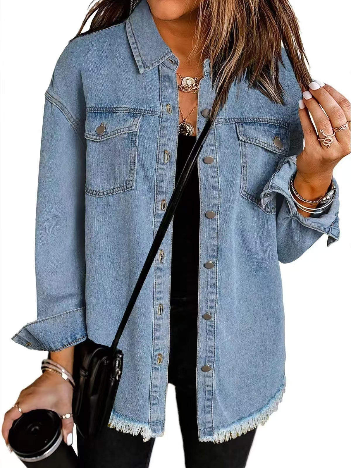 Amelie™ | långärmad jeansjacka med fickor