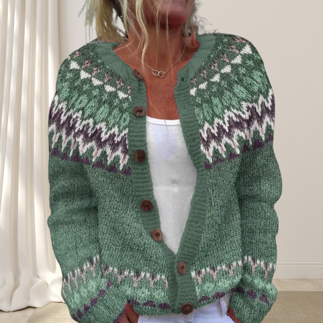 Emma™ – Löst stickad chic kofta med mönster