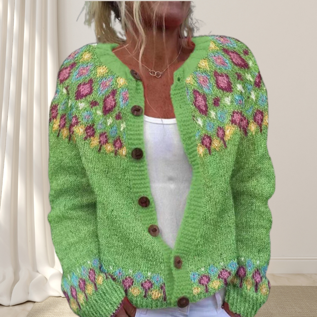Emma™ – Löst stickad chic kofta med mönster