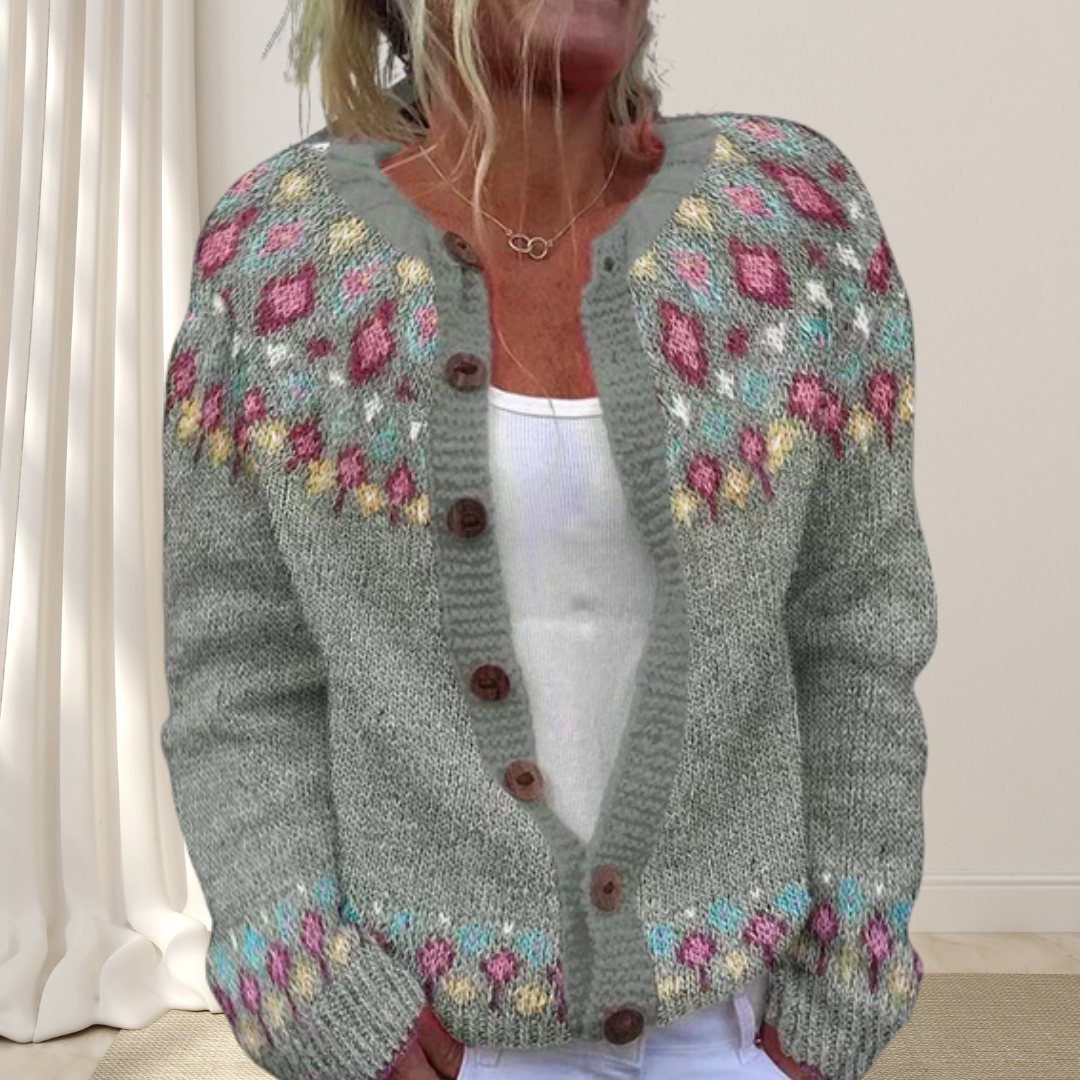 Emma™ – Löst stickad chic kofta med mönster