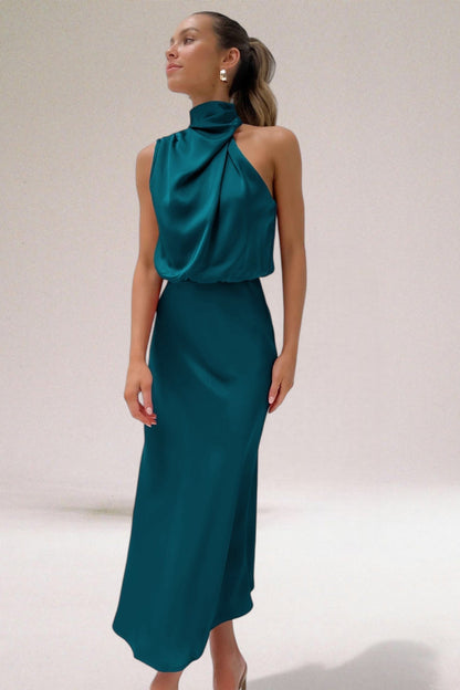 Anna™ | Glamourös Satin Halterklänning