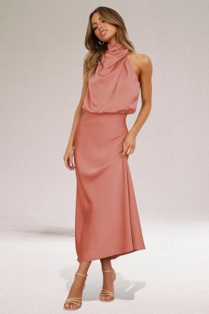 Anna™ | Glamourös Satin Halterklänning