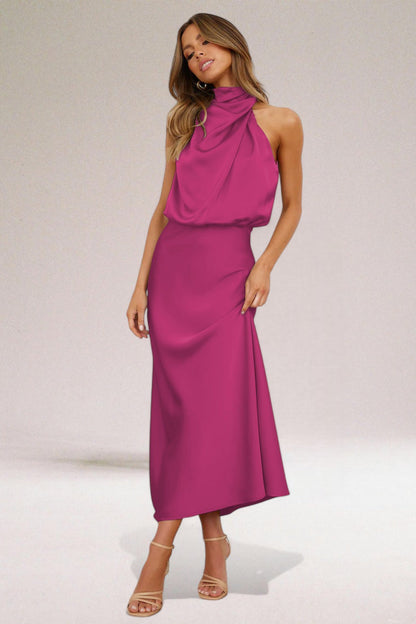 Anna™ | Glamourös Satin Halterklänning