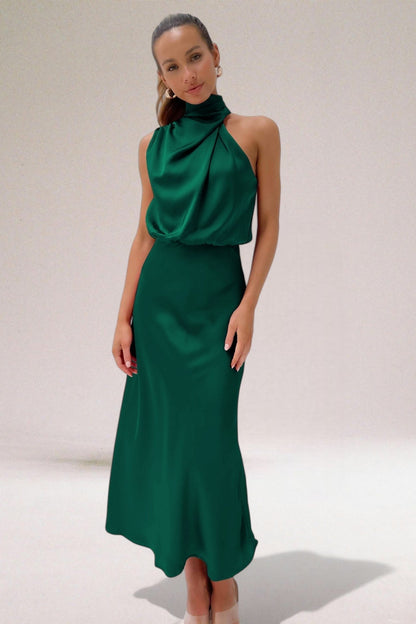 Anna™ | Glamourös Satin Halterklänning
