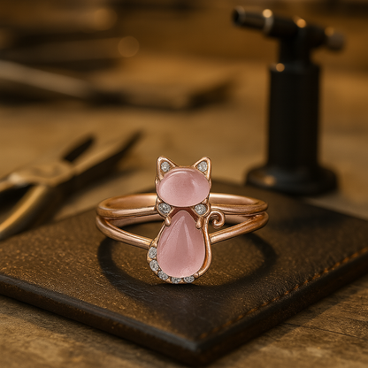 Roséguld katt ring