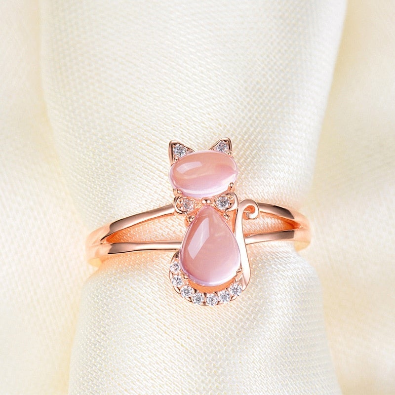 Roséguld katt ring