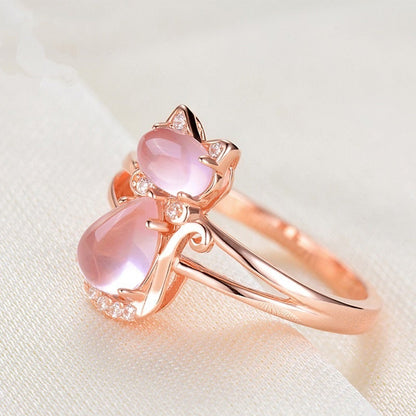 Roséguld katt ring