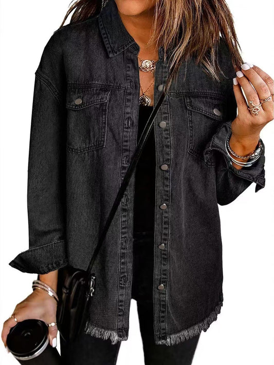 Amelie™ | långärmad jeansjacka med fickor