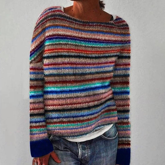 Stickad Tröja Dam i Mjuk och Hållbar Kvalitet – Retro Design för Höstmode