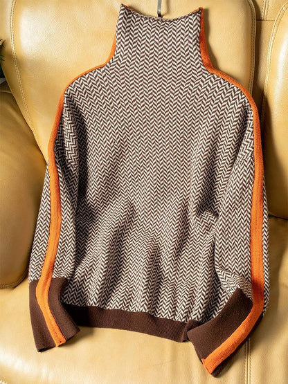 Vera™ | Tröja med hög krage och kontrasterande ränder