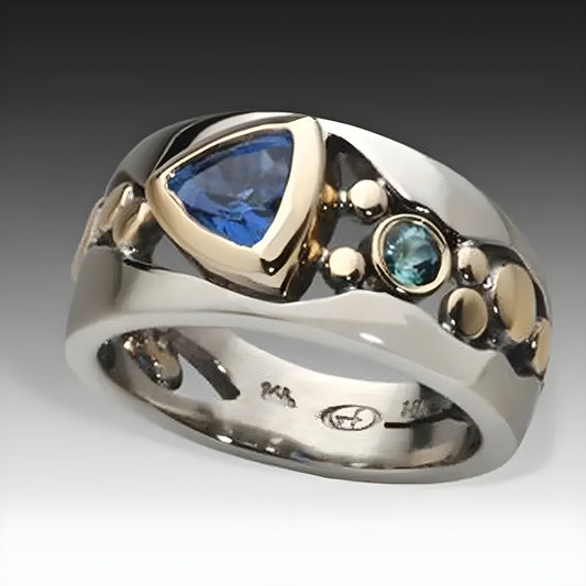 Vintage Blå Kristallring